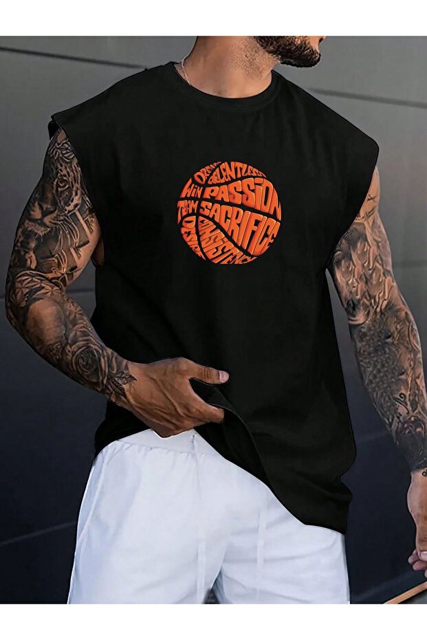 Printed Oversize Unisex Sleeveless T-Shirt