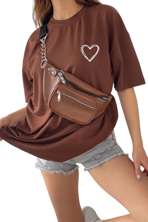 HEART PRINTED UNISEX OVERSIZE TEE