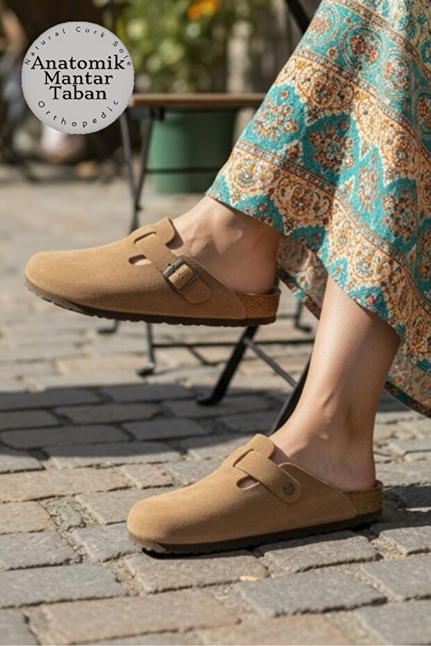 Snape Sabo Unisex Brown Suede Anatomical Cork Sole Indoor Slippers