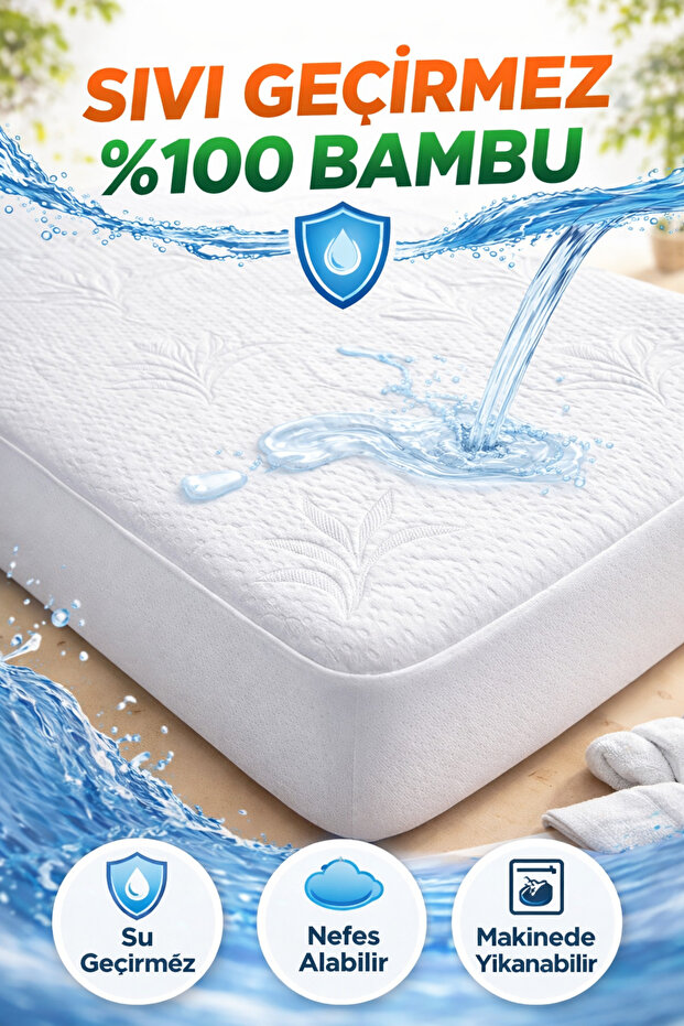 Reverance Premium %100 Bambu Lüks Sıvı Geçirmez Full Kenar Yatak Alezi Terletmeyen Ultra Sessiz Yumuşak