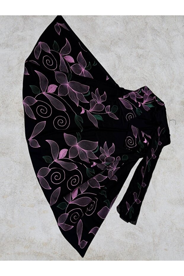 Lilac Bloom Embroidered Abaya with matching Hijab