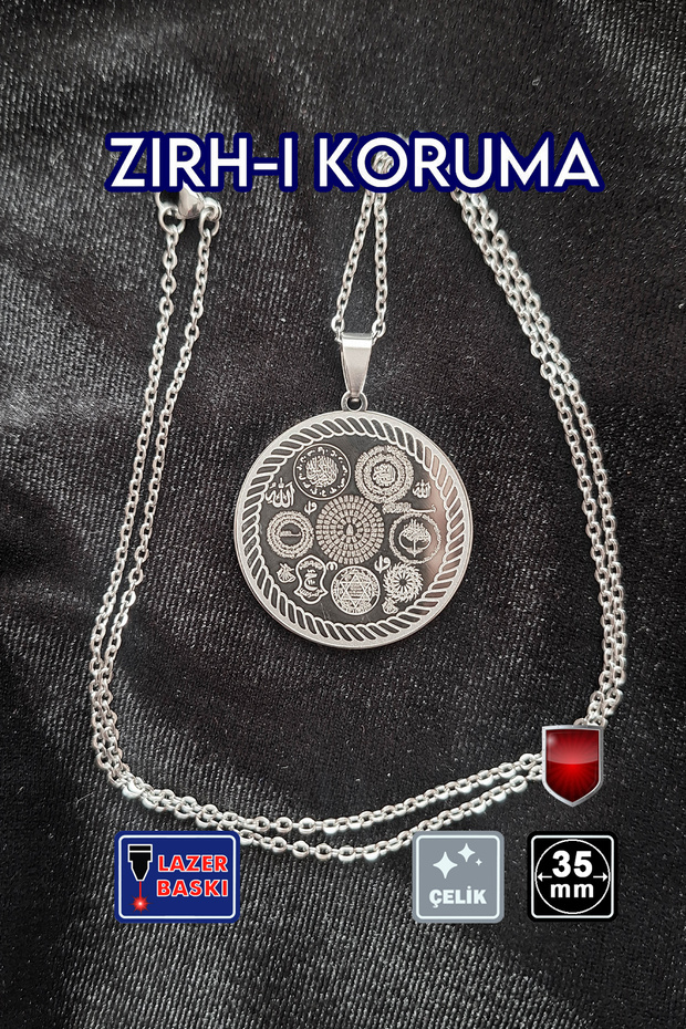 🙏 Armor-Protective (Evil Eye Protection Talisman) Steel Necklace 🎨 Silver Color