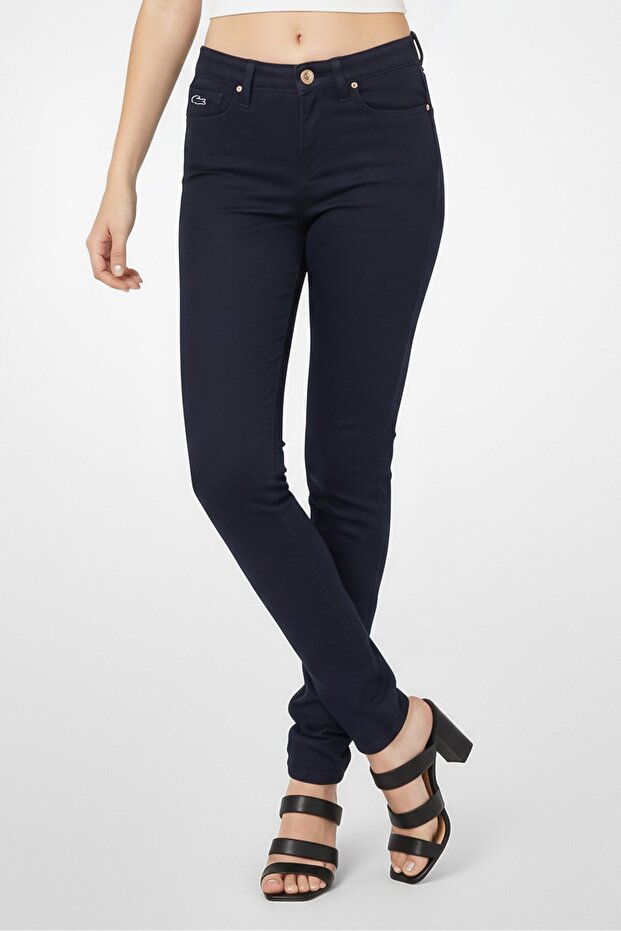 Women Slim Fit Solid Stretchable Pants, Navy