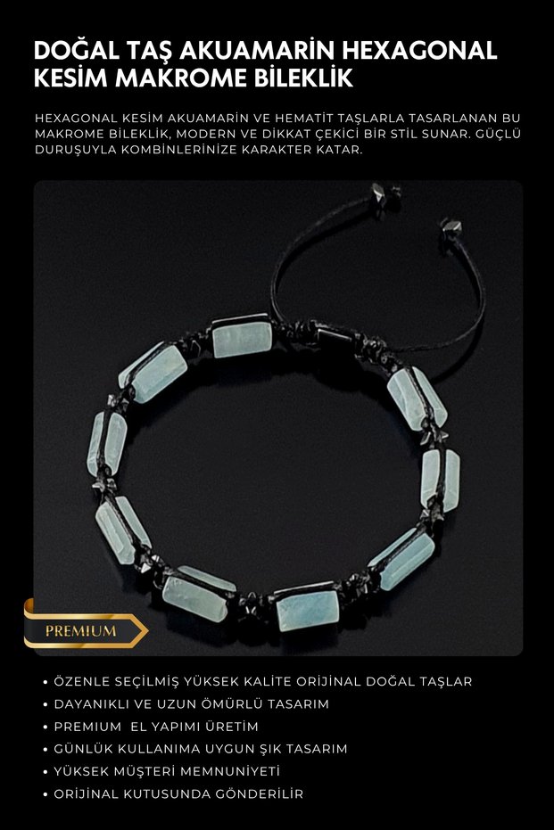 Natural Stone Bracelet, Aquamarine and Hematite Bracelet, Men's Bracelet, Women's Bracelet, Gift Bracelet