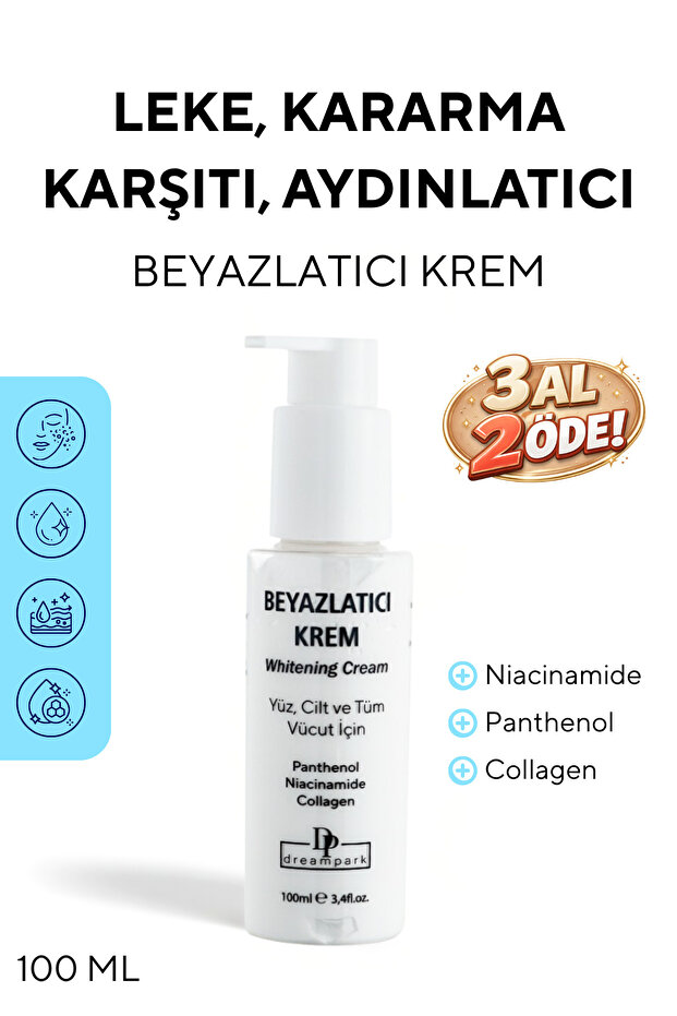 DREAMPARK Beyazlatıcı Leke Kremi, Aydınlatıcı Ve Besleyici, Collagen Ve Niacinamide Içeren Whitening 100 ml