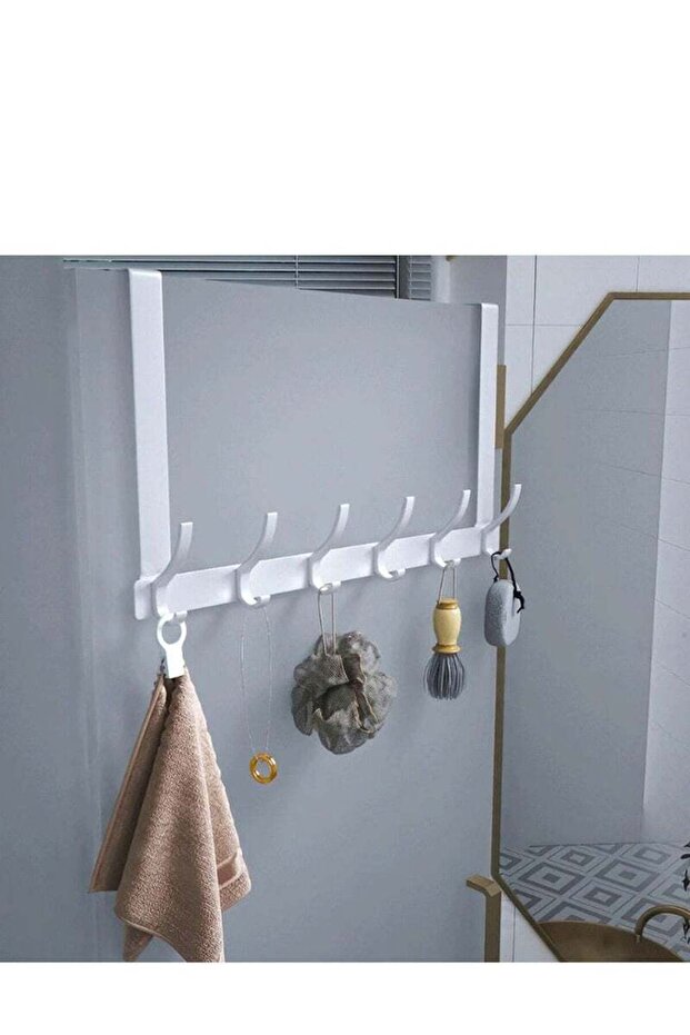 White long door hook with 6 hooks - 7