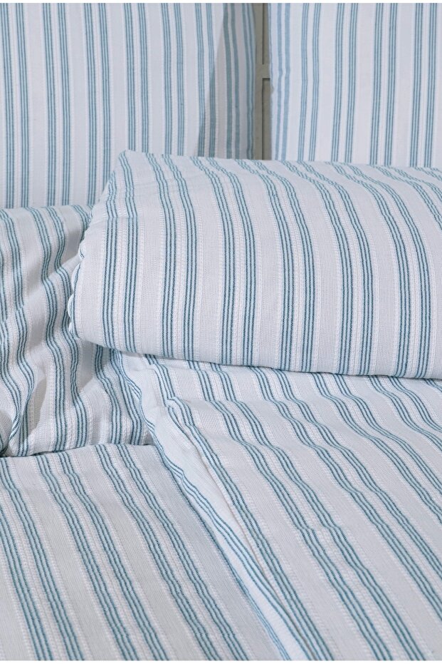 Pureweave Yarn-Dyed Natural Knitted Woven Bedding Set Single Size 100% Cotton