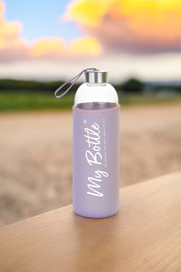 Borosilikat MAVİ Kılıflı Matara Cam Suluk 500ml Cam Su Sişesi 0,5lt - 3