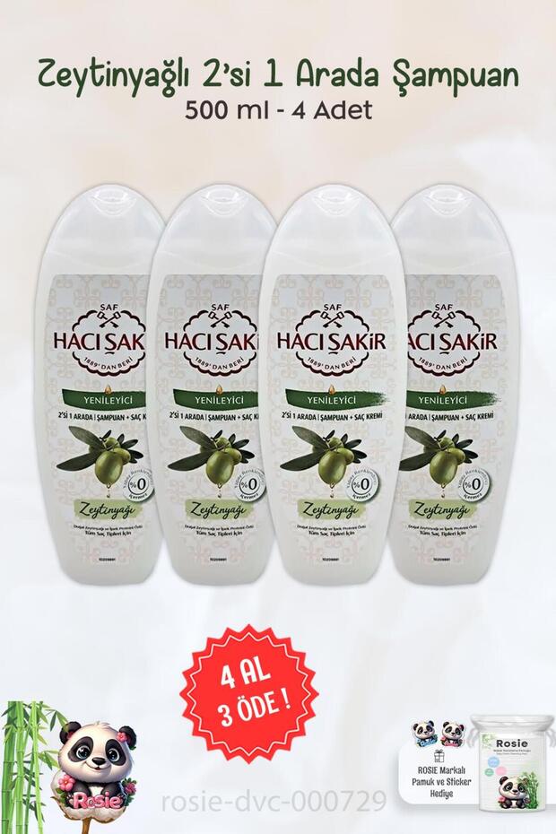 Buy 4 pay 3 hacı şakir olive oil 2-in-1 shampoo rejuvenating 500 ml and rosie