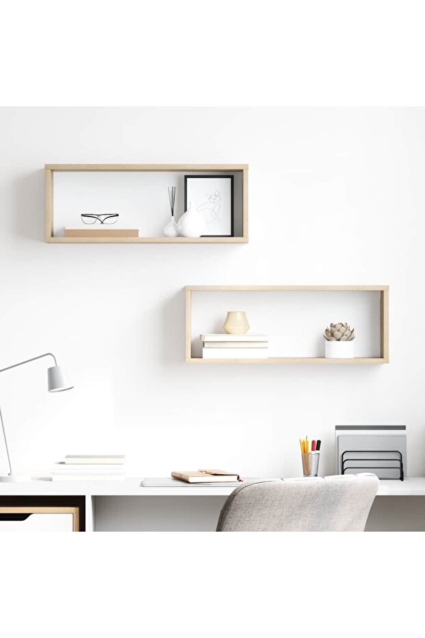 Wall Cube Shelf 2 pcs Sonoma Oak 60x15x23 cm Engineered Wood