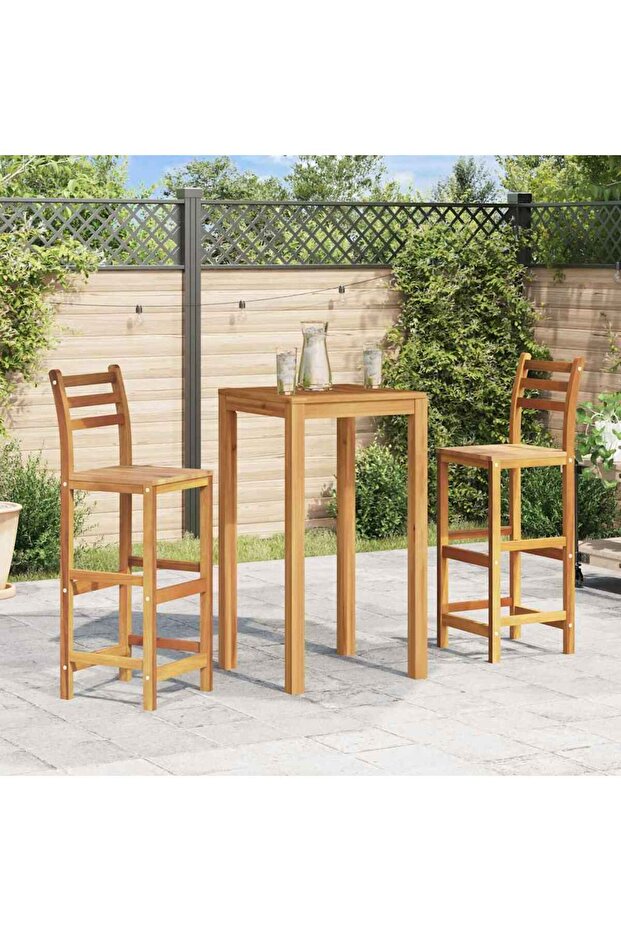 Bar Chairs 2 pcs Solid Acacia Wood