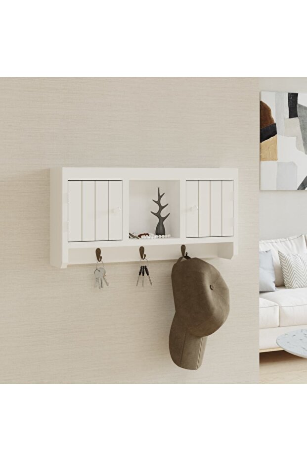 Key Cabinet White 40x8.5x20 cm Engineered Wood&Steel