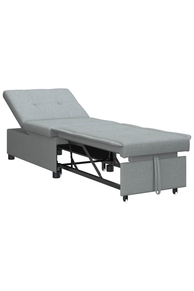 Pull Out Sofa Bed Light Grey 194 x 50 x 82 cm Fabric