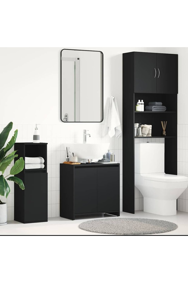 Bathroom Cabinet Black 60x33x61 cm Engineered Wood