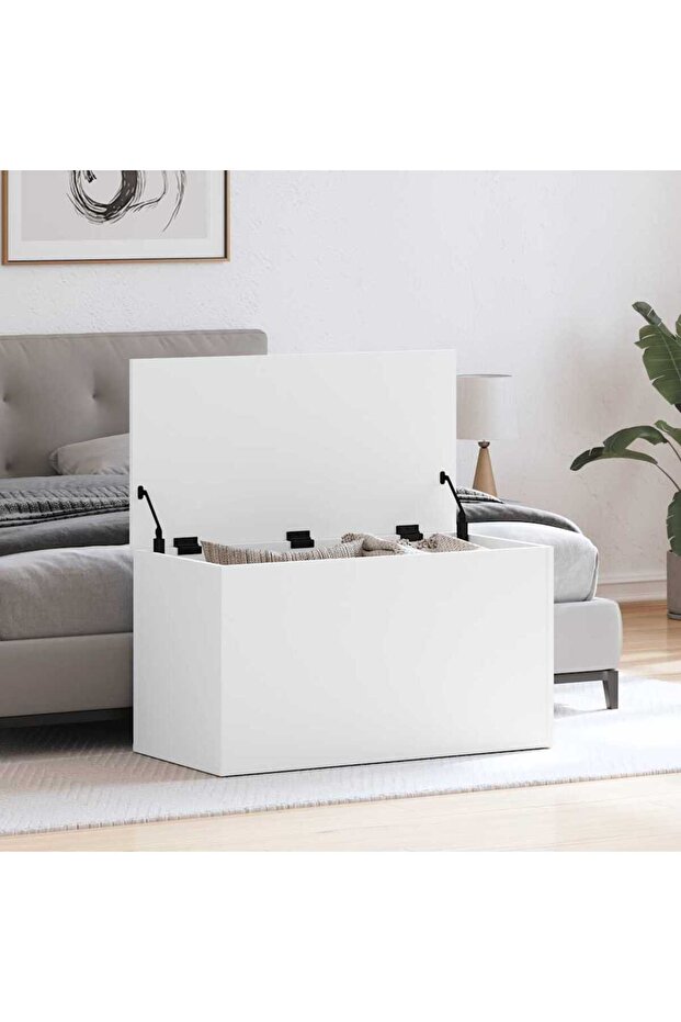 Storage Chest White 84x42x46 cm Engineered Wood