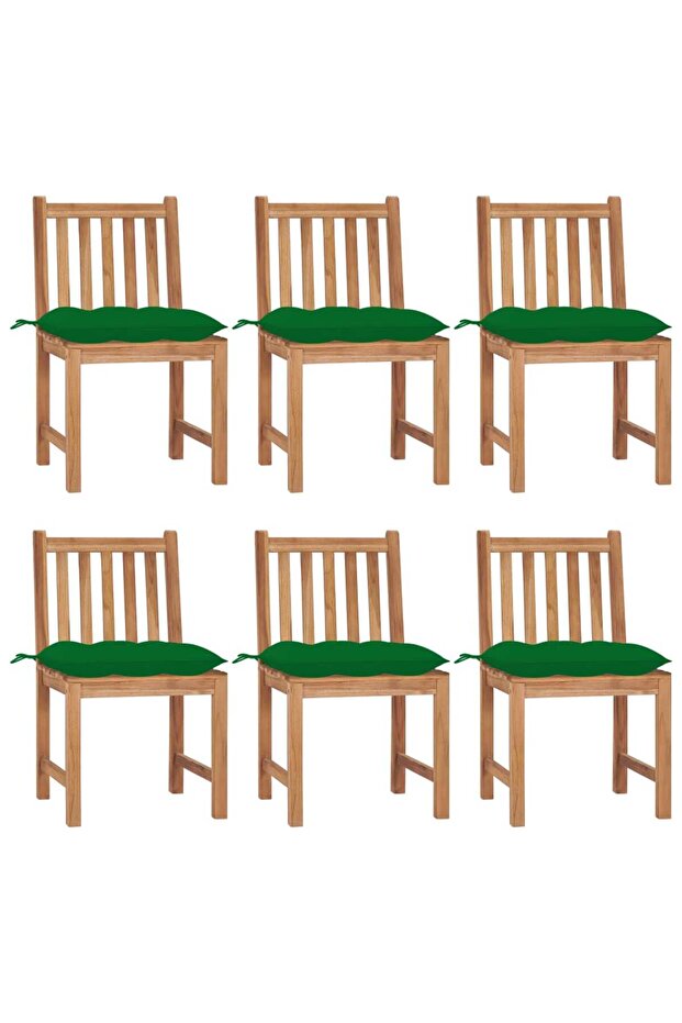 Garden Chairs 6 pcs with Cushions Solid Teak Wood