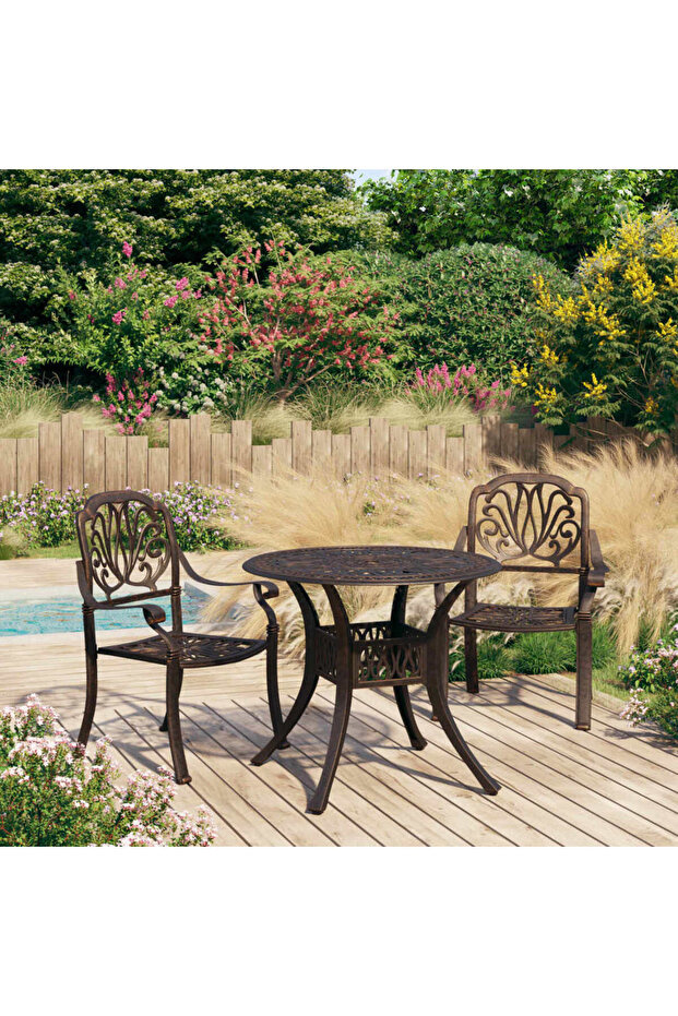 3 Piece Bistro Set Cast Aluminium Bronze