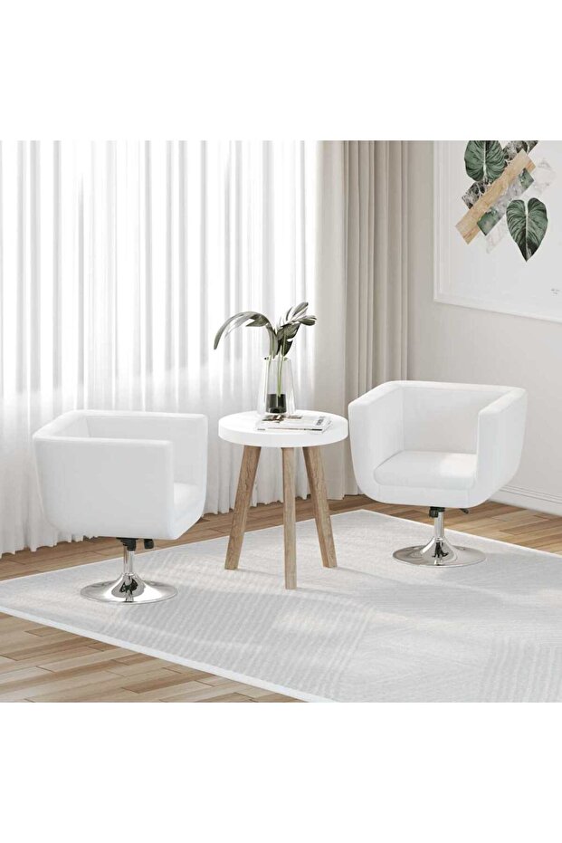 Bar Chairs 2 pcs White Faux Leather