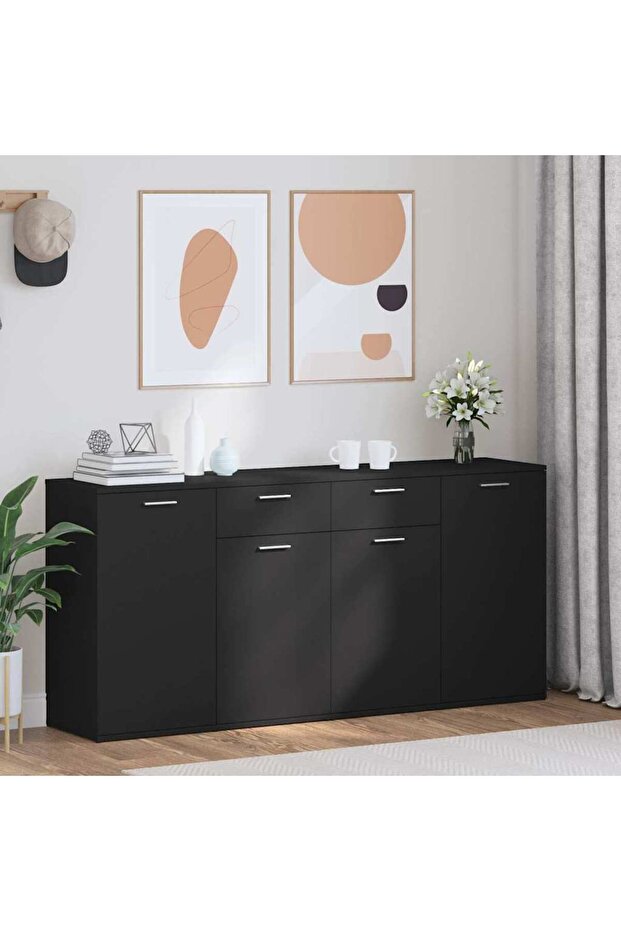 Sideboard Black 160x36x75 cm Engineered Wood