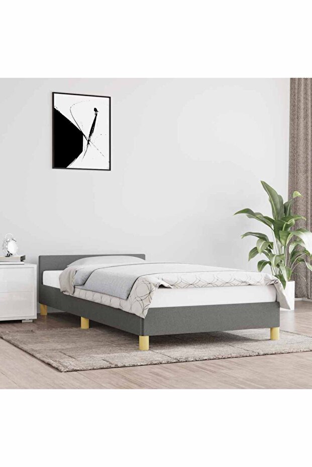 Bed Frame without Mattress Dark Grey 90x200 cm Fabric
