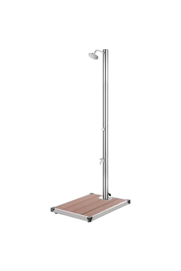 Garden Shower with Brown Base 220 cm Stainless Steel