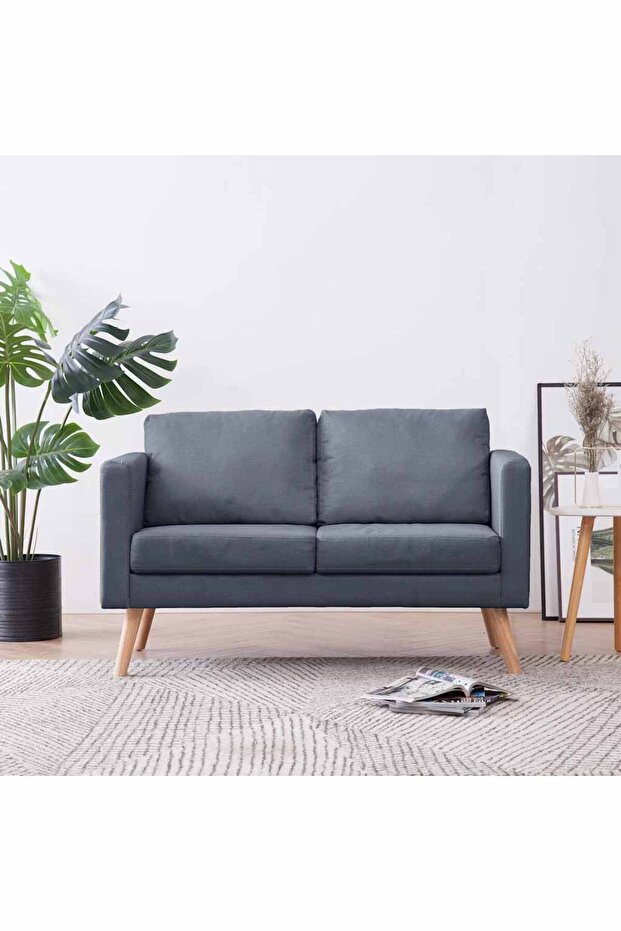 Sofa 2-Seater Fabric Dark Grey