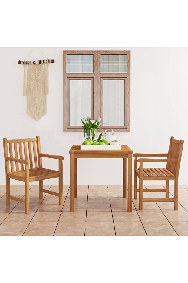 3 Piece Garden Dining Set 80x80 cm Solid Teak Wood