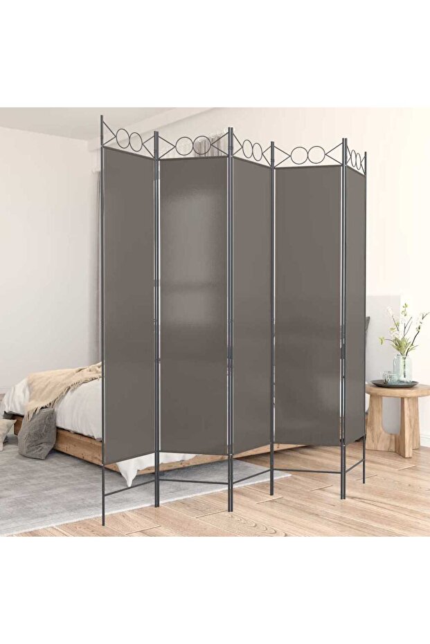 5-Panel Room Divider Anthracite 200x220 cm Fabric