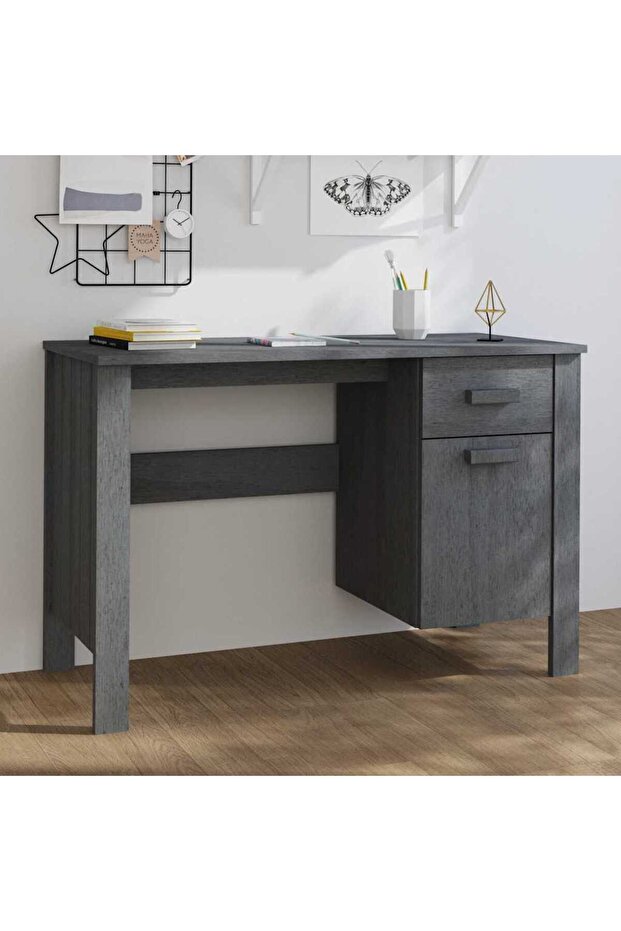 Desk HAMAR Dark Grey 113x50x75 cm Solid Wood Pine