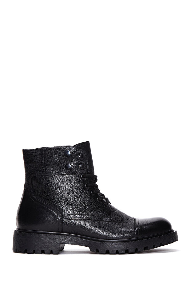 Black Leather Men's Casual Boots - Zippered 24wfd7002ft