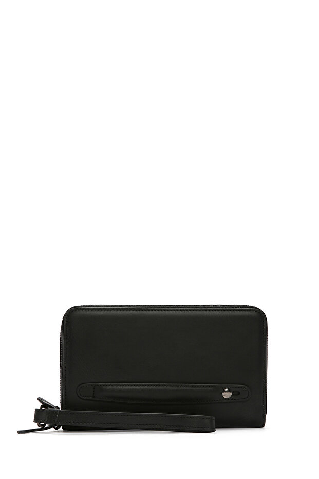 Men's Black Leather Handbag with Phone Compartment 23Wbd3100Cr