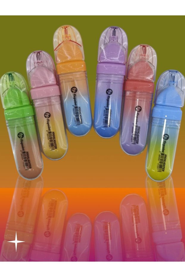 6 Vibrant Color Highlighter Pen Set