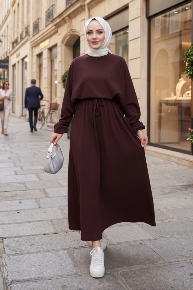 Evsan Tunic Skirt Two-Piece Set 1650 - Brown