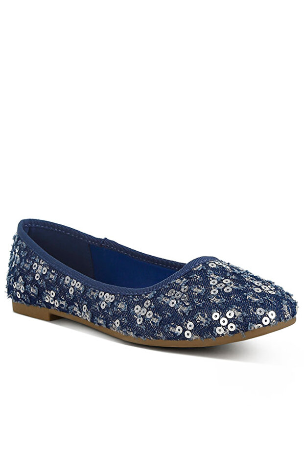 Women Sequin Ballet Flats in Blue
