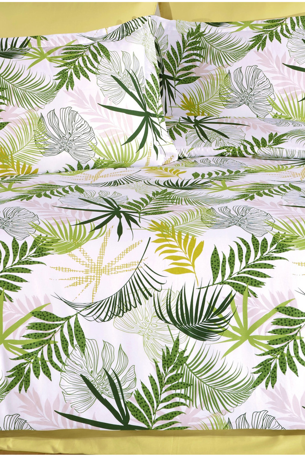 Satin 100% Cotton Double Duvet Cover Set Tropical