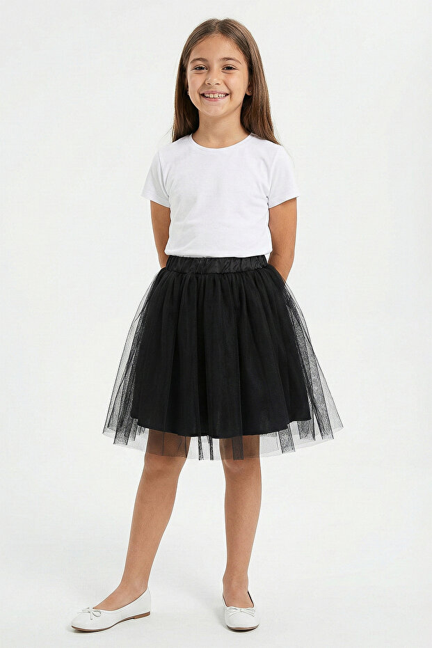 Girls' Tulle Skirt, Dreamy, Lined, Black, Ideal for Show Elegance