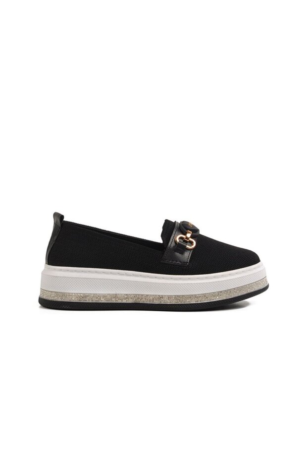 Hco Women's Knitwear Stoned Stylish Wedge Heeled Casual Shoes