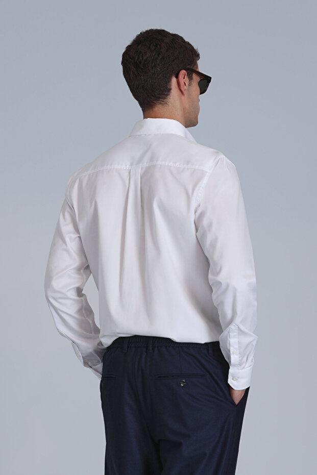 Jakob Erkek Basic Gömlek Slim Fit Beyaz - 6