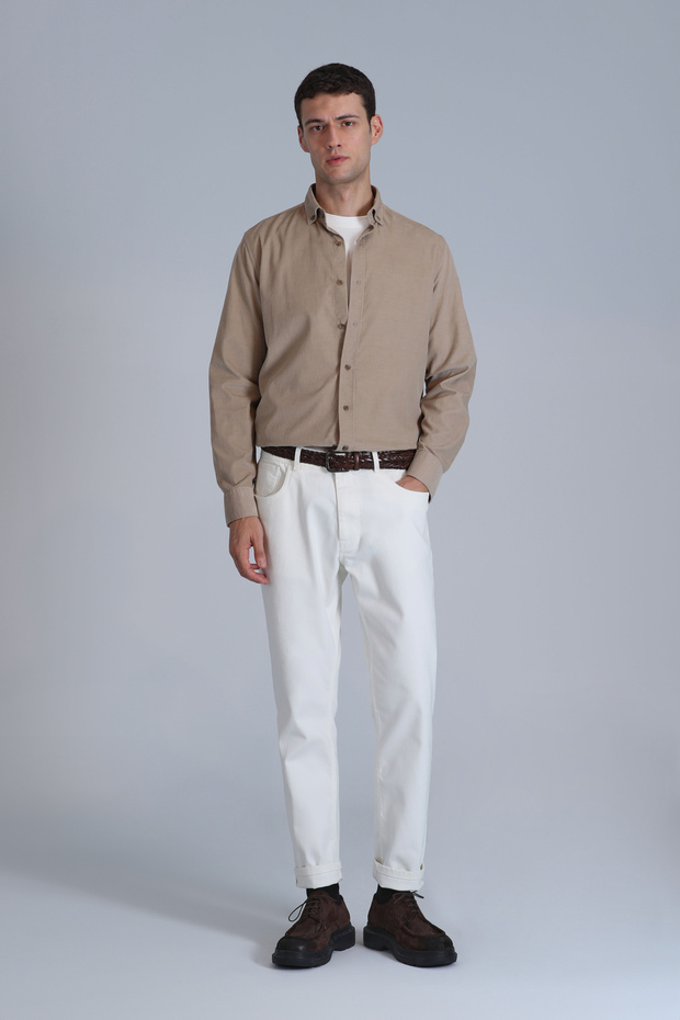 Water Erkek Basic Gömlek Slim Fit Bej - 2