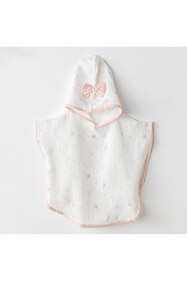 Ac25513 Love Family Muslin Baby Poncho Ecru
