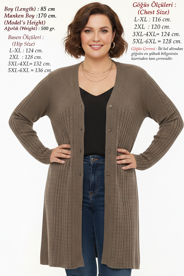 Plus Size Knitwear Women's Seasonal High Quality Lycra Soft Mink Buttoned Mother Long Cardigan