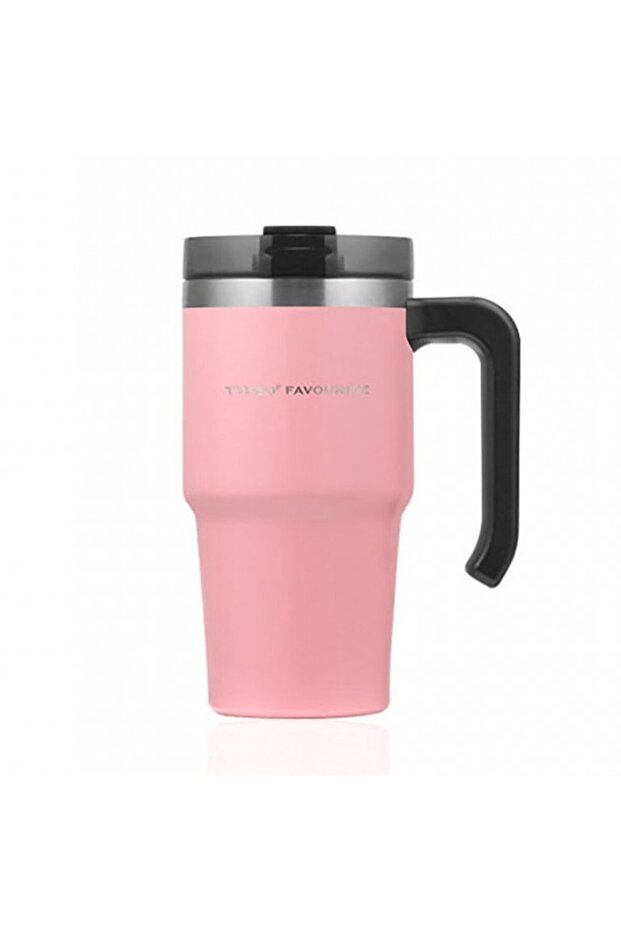 Maxus Mug Vacuum Double Walled Heat Insulated with Straw 600 ML Pink