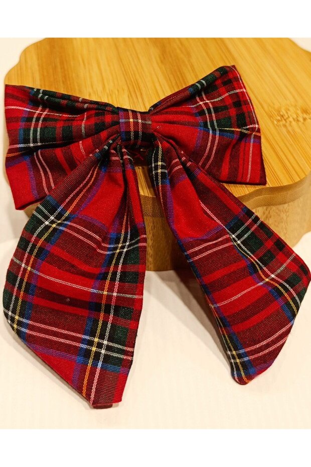 Luxury Plaid Patterned Flashy Bow Clip Buckle