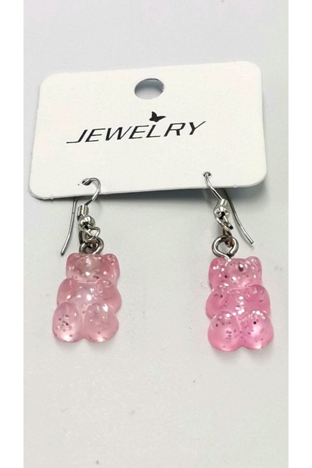 Light Pink Colored Teddy Bear Earrings