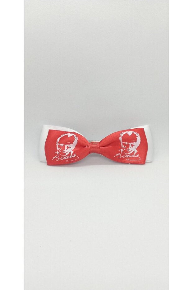 Bow Tie Look White Atatürk Silhouette Collet Buckle