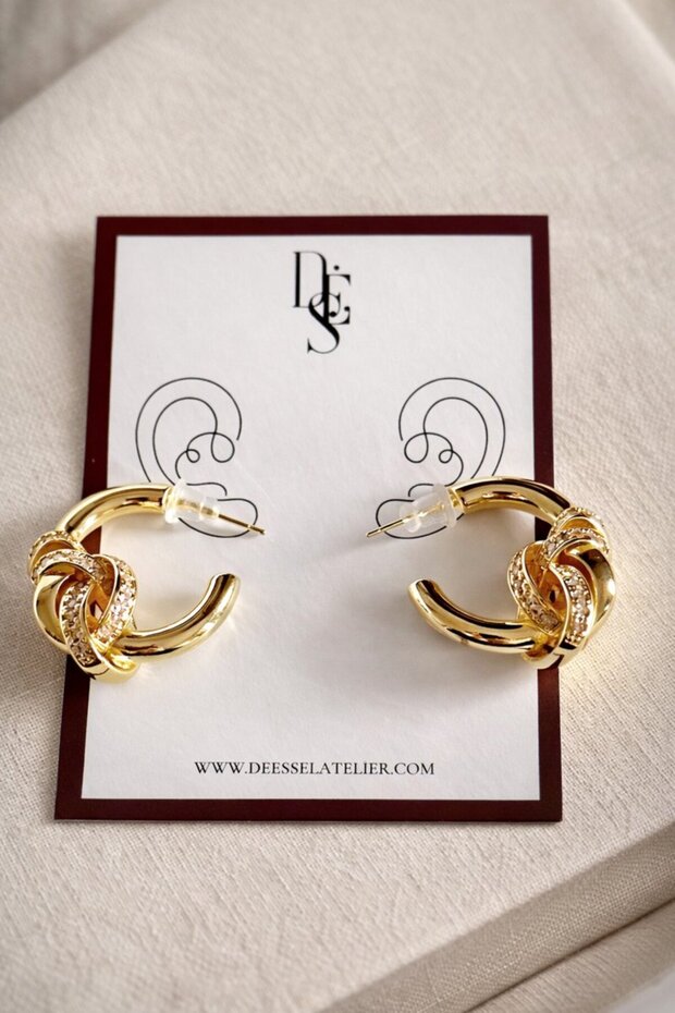Gold Stone Knotia Earrings