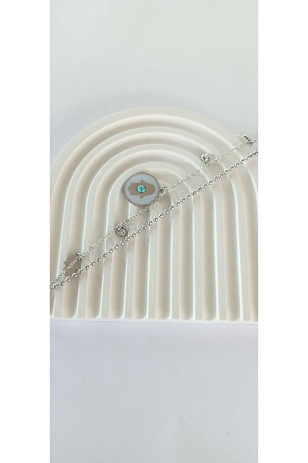 Silver Color Charm Bead Detailed Double Steel Bracelet