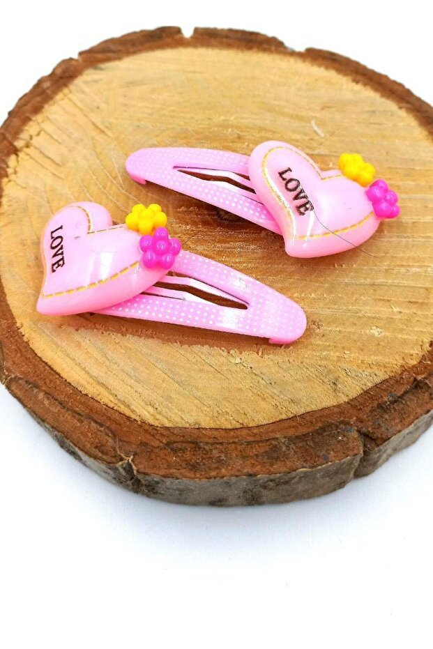 Pink Color Heart Figured Snap Children's Buckle