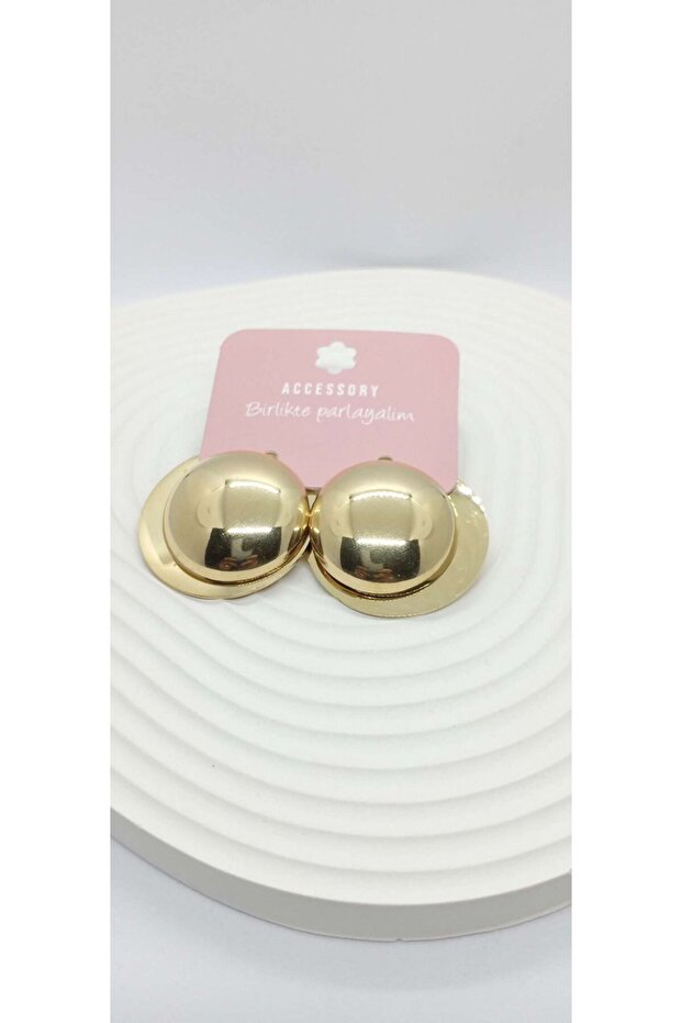 Gold Color Double Sided Steel Button Earrings