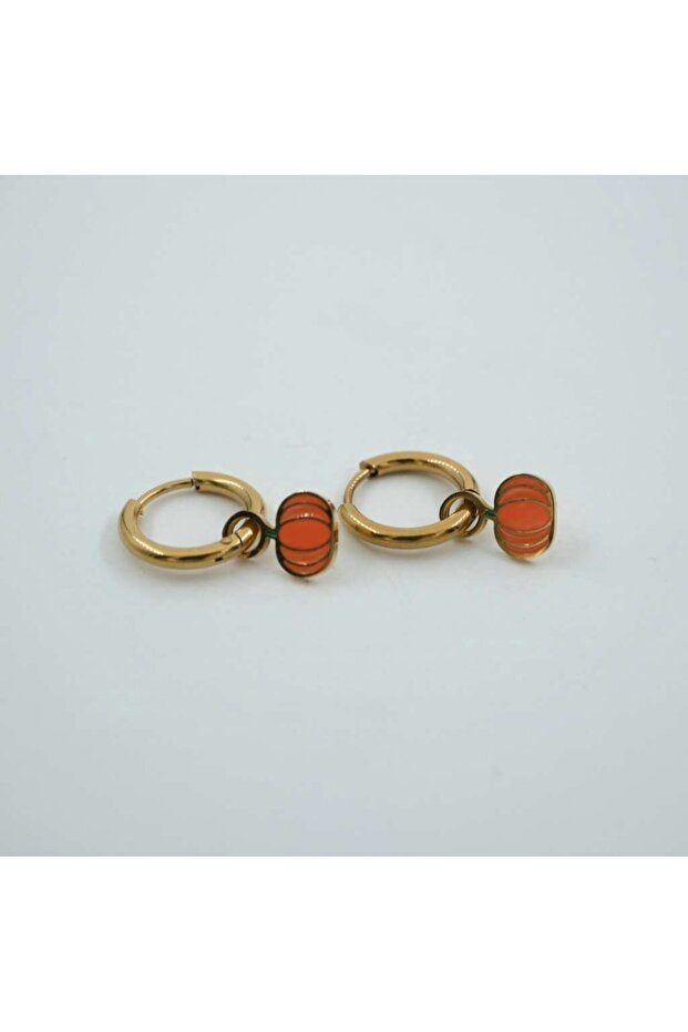 Pumpkin Patterned Steel Children's Earrings
